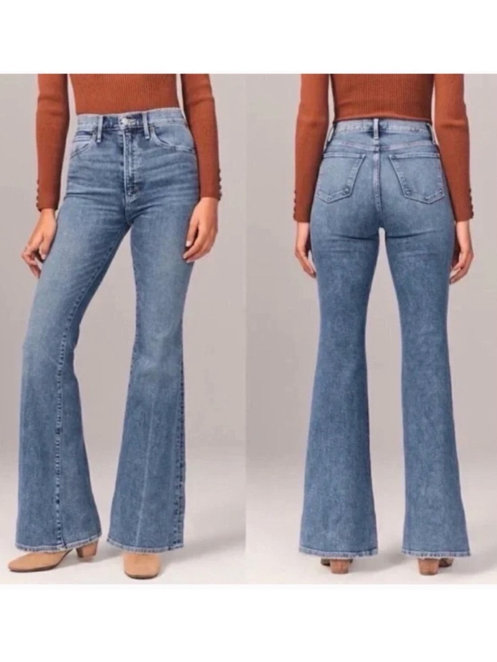 Abercrombie & Fitch The Flare Ultra High Rise Blue Denim Jeans Size 4/27